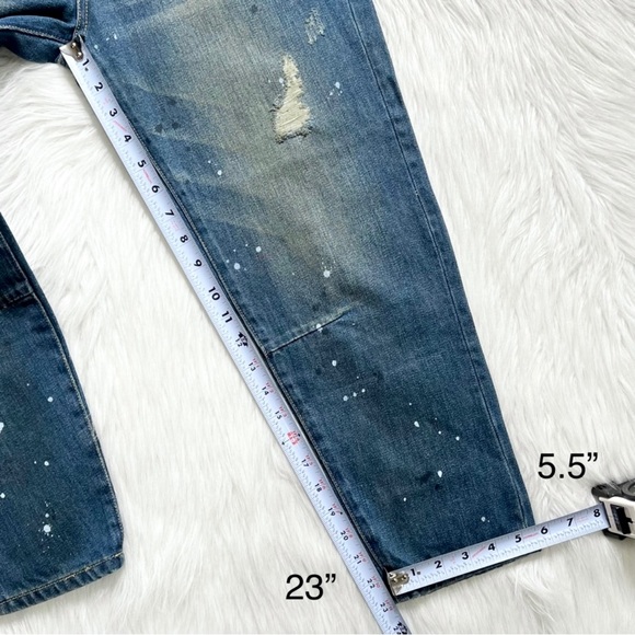 NWT Wildfox Distressed Slouchy Paint Splatter High Waist Boyfriend Cropped Jeans - Picture 9 of 10